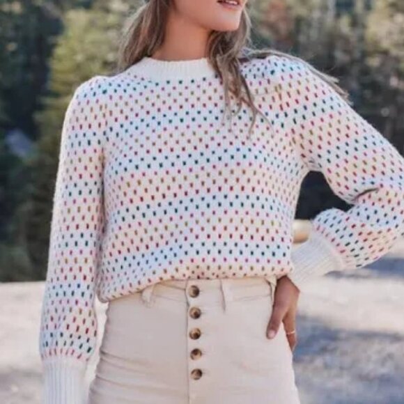 Marine Layer Alma Puff Sleeve Sweater Size M - Picture 4 of 6